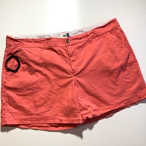 16 OLD NAVY Plus Coral Orange Twill Shorts Stretch